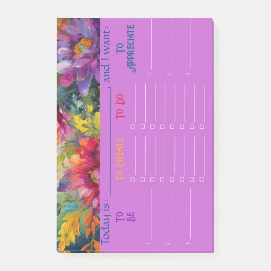 Levendige Bloemschilderij Dagelijkse Planner Post-it® Notes (Voorkant)
