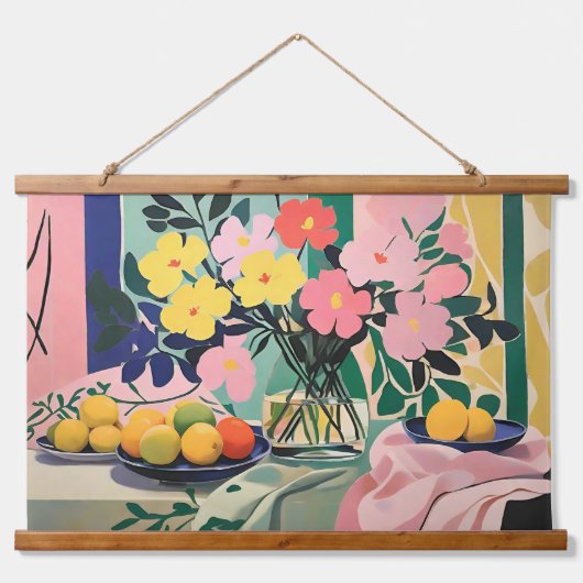 Levendige bloemschildering geïnspireerd door Matis Hangend Wandkleed (Voorkant)