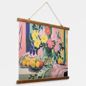 Levendige bloemschildering geïnspireerd door Matis Hangend Wandkleed (Gebogen)