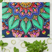 Levendige bloemschildering Mandala Kunst Theedoek (Gevouwen)