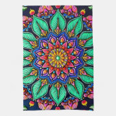 Levendige bloemschildering Mandala Kunst Theedoek (Verticaal)