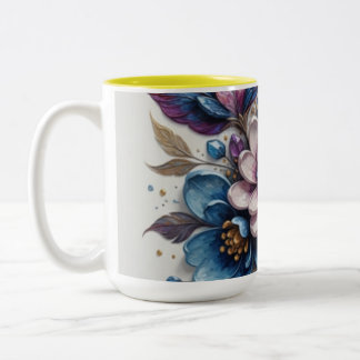 Levendige bloemschilderkunst tweekleurige koffiemok