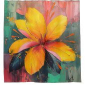 Levendige Bloesem – Abstracte Bloemexplosie Kunst Douchegordijn (Voorkant)