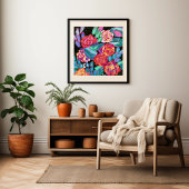 Levendige bloesems: Art Deco Bloemen Explosie Perfect Poster