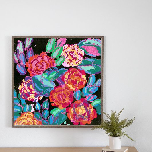 Levendige bloesems: Art Deco Bloemen Explosie Perfect Poster
