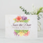 Levendige Bloesems Marmer Bewaar de Datum Save The Date (Staand voorkant)