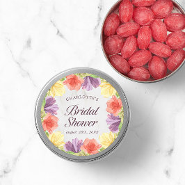 Levendige Bloesems Marmeren Bruidsdouche Ronde Sticker