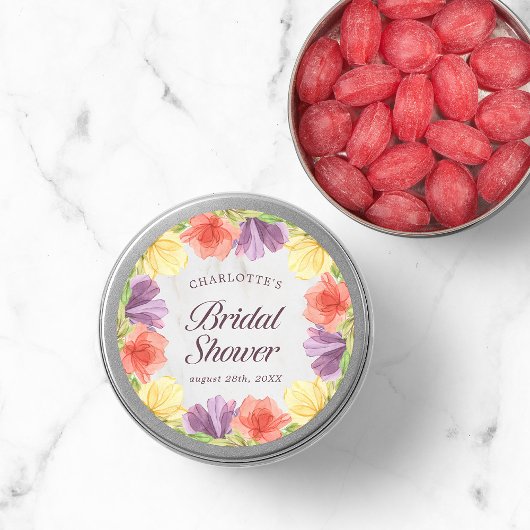 Levendige Bloesems Marmeren Bruidsdouche Ronde Sticker