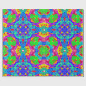 Levendige blokken in cirkelvormige patronen, groen cadeaupapier (Vlak)