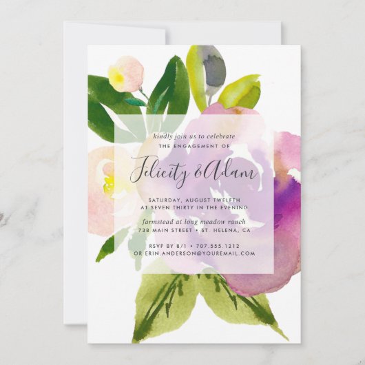 Levendige Bloom Engagement Party Uitnodiging (Voorkant)