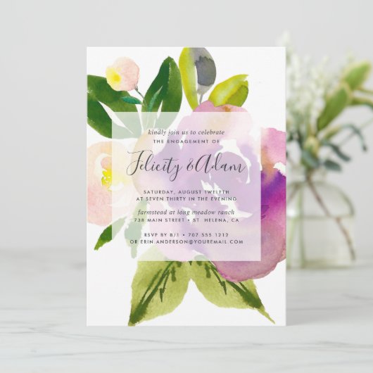 Levendige Bloom Engagement Party Uitnodiging (Staand voorkant)