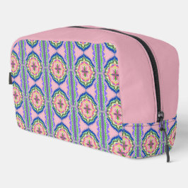Levendige Bloom Kaleidoscoop: Roze & Smaragd Manda Toilettasje