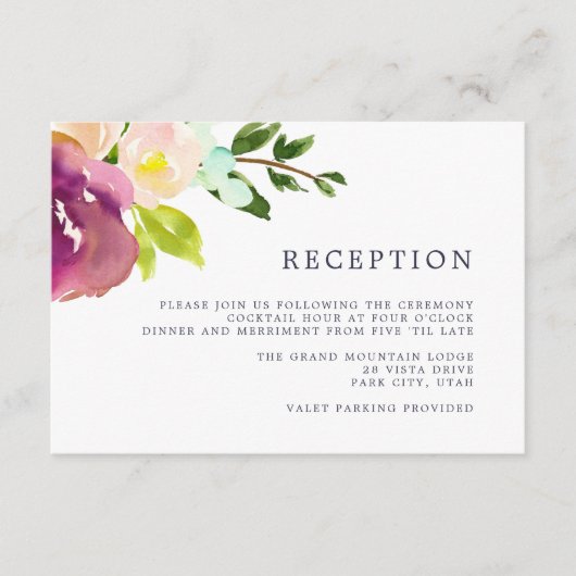 Levendige Bloom Receptie Kaart (Voorkant)