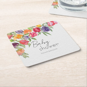 Levendige Blooms Bright Tulips Baby shower Kartonnen Onderzetters