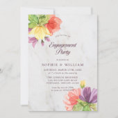 Levendige Blooms Marble Engagement Party Kaart (Voorkant)