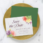 Levendige Blooms Marmer Save the Date<br><div class="desc">Deze elegante bloemenbewaar de datumkaart is voorzien van levendige bloei met de woorden "save the date" in trendy schrift, allemaal tegen een bleke marmeren achtergrond aan de voorkant en een groene kleur aan de achterkant. Personaliseer deze kaart door de plaatsaanduidingstekst in de sjabloon te vervangen om uw gegevens toe te...</div>