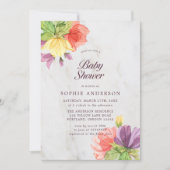 Levendige Blooms Marmeren Baby shower Kaart (Voorkant)
