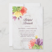 Levendige Blooms Marmeren Bridal Brunch Kaart (Voorkant)