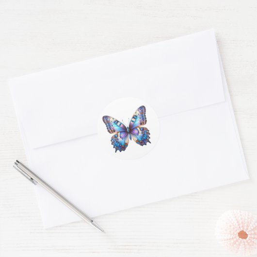 Levendige Blue Butterfly Sticker (Envelop)
