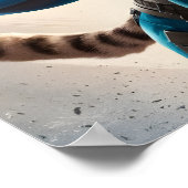 Levendige Blue-Caped Feline Superhero met een bril Poster (Hoek)