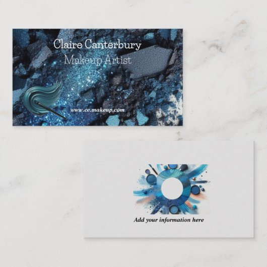 Levendige Blue Glam make-up artist Visitekaartje (Voorkant / Achterkant)