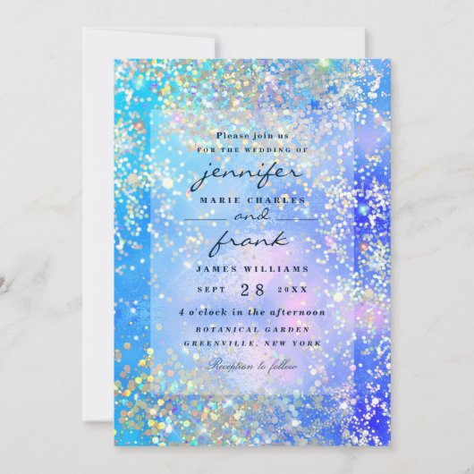Levendige Blue Ocean Holographic Glitter schittert Kaart (Voorkant)