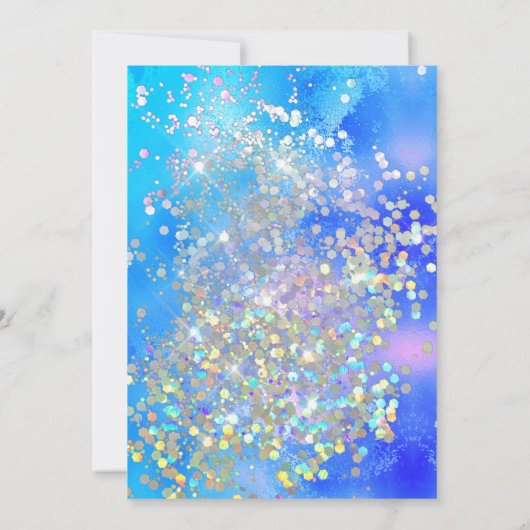 Levendige Blue Ocean Holographic Glitter schittert Kaart (Achterkant)