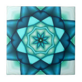 Levendige Blue Turquoise Floral Star keramische Te Tegeltje (Voorkant)