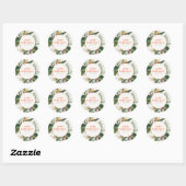 Levendige Blush Boho Tropische Bloem Bruiloft Fees Ronde Sticker (Vel)