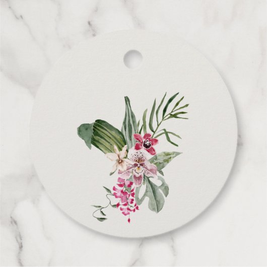 Levendige Blush Boho Tropische Bloemachtige Bruilo Bedankjes Labels (Achterkant)