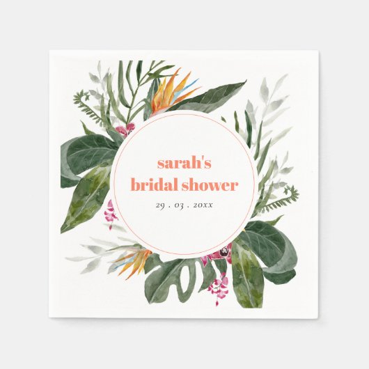 Levendige Blush Boho Tropische Bloemachtige Bruilo Servet (Voorkant)