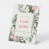 Levendige Blush Boho Tropische Bloemen Bruiloft Cu Reclamebord Met Voetstuk (Voorkant)