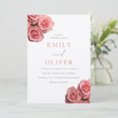 Levendige Blush Roze Rozen Elegante bruiloft Kaart (Staand voorkant)