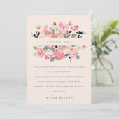 Levendige Blush Roze Waterverf Bloem Bruiloft Bedankkaart (Staand voorkant)