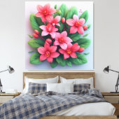 Levendige Boeket Met Roze Bloemen Canvas Afdruk (Insitu (Slaapkamer))