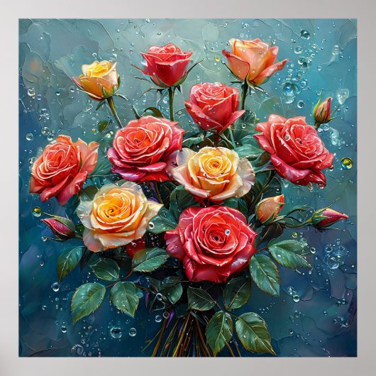 Levendige boeket rozen poster (Voorkant)