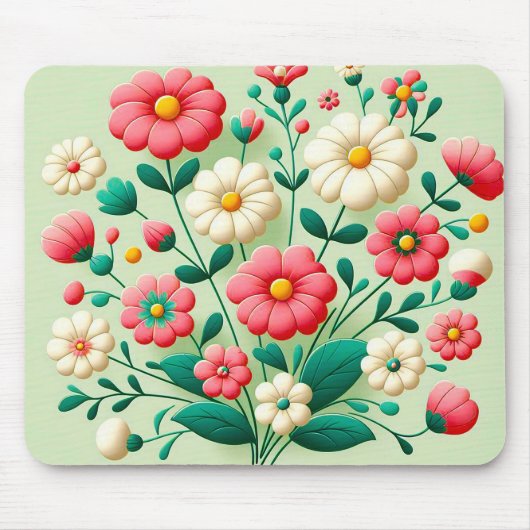 Levendige boeket van 3D-bloemen Muismat (Voorkant)