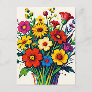 Levendige boeket van wilde bloemen volkskunst briefkaart