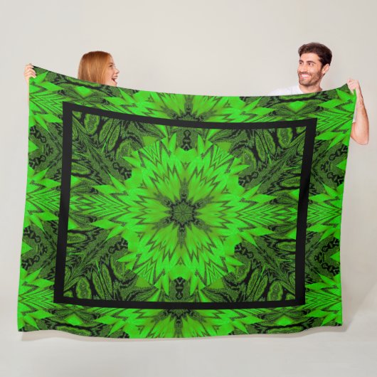 Levendige Boheemse Abstracte Emerald Daisy Ontworp Fleece Deken (In situ)