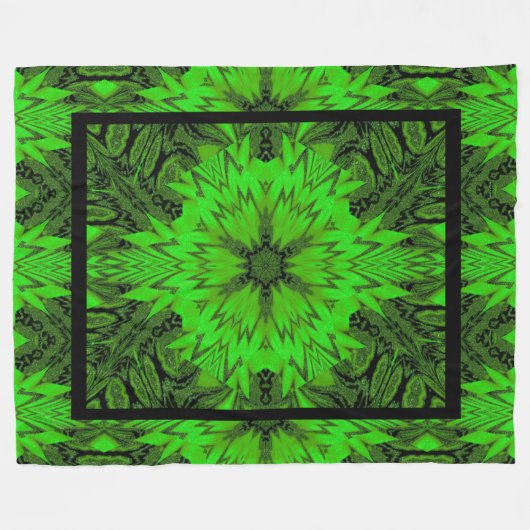 Levendige Boheemse Abstracte Emerald Daisy Ontworp Fleece Deken (Voorkant (Horizontaal))