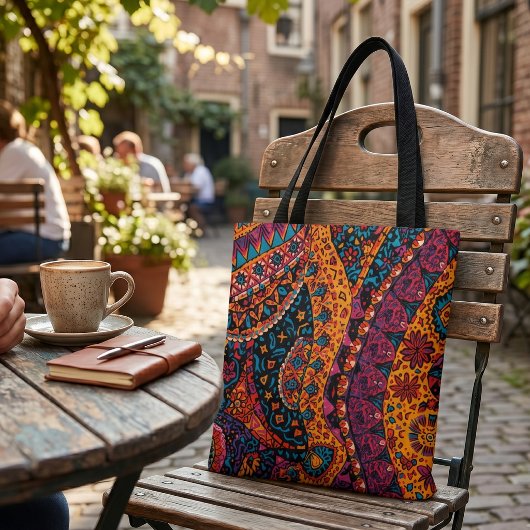 Levendige Boheemse Paisley Tote Bag