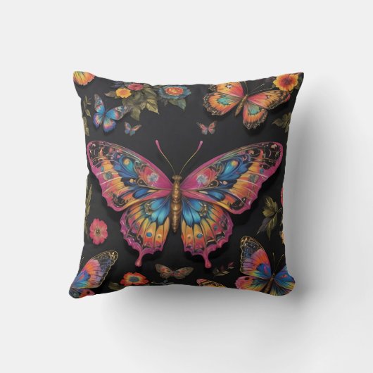 Levendige Boheemse Vlinderkunst Neon olieverfschil Kussen (Achterkant)