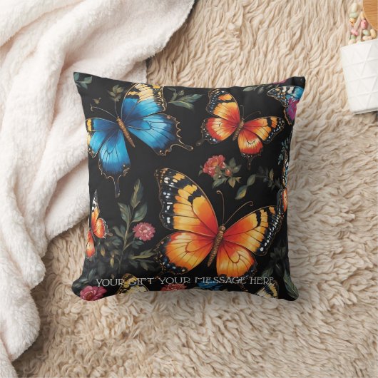 Levendige Boheemse Vlinderkunst Neon olieverfschil Kussen (Deken)