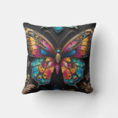 Levendige Boheemse Vlinderkunst Neon olieverfschil Kussen (Achterkant)