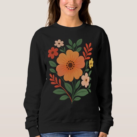 Levendige Boho Bloemen Boeket Dames Sweatshirt (Voorkant)