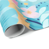 Levendige Boho Bloemenexplosie in pasteltinten Cadeaupapier (Rol Hoek)