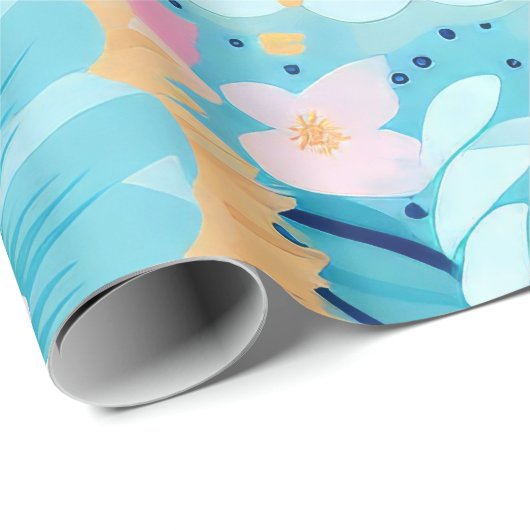 Levendige Boho Bloemenexplosie in pasteltinten Cadeaupapier (Rol Hoek)