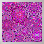 Levendige Boho Chic Roze Paarse Bloemen Mandala's Poster (Voorkant)