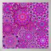 Levendige Boho Chic Roze Paarse Bloemige Mandala's Poster (Voorkant)