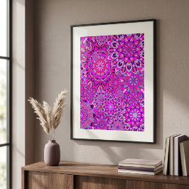 Levendige Boho Chic Roze Paarse Bloemige Mandala's Poster